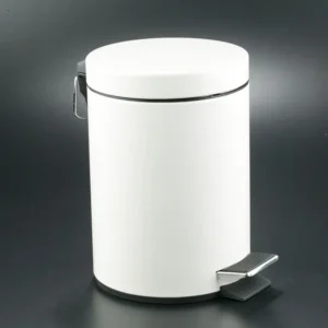 Front view of the 3L white pedal bin